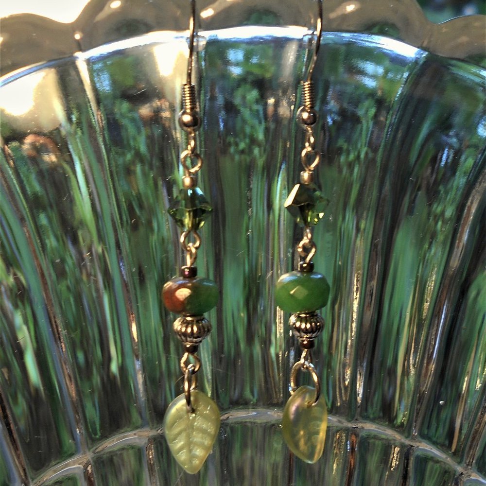 earrings natural stone and glass